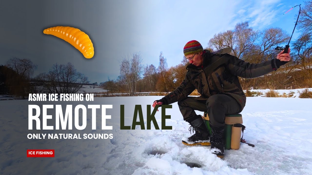 Silent Ice Fishing ASMR | Frozen Lake, Natural Sounds & Two Beautiful Fish as a Reward #icefishing