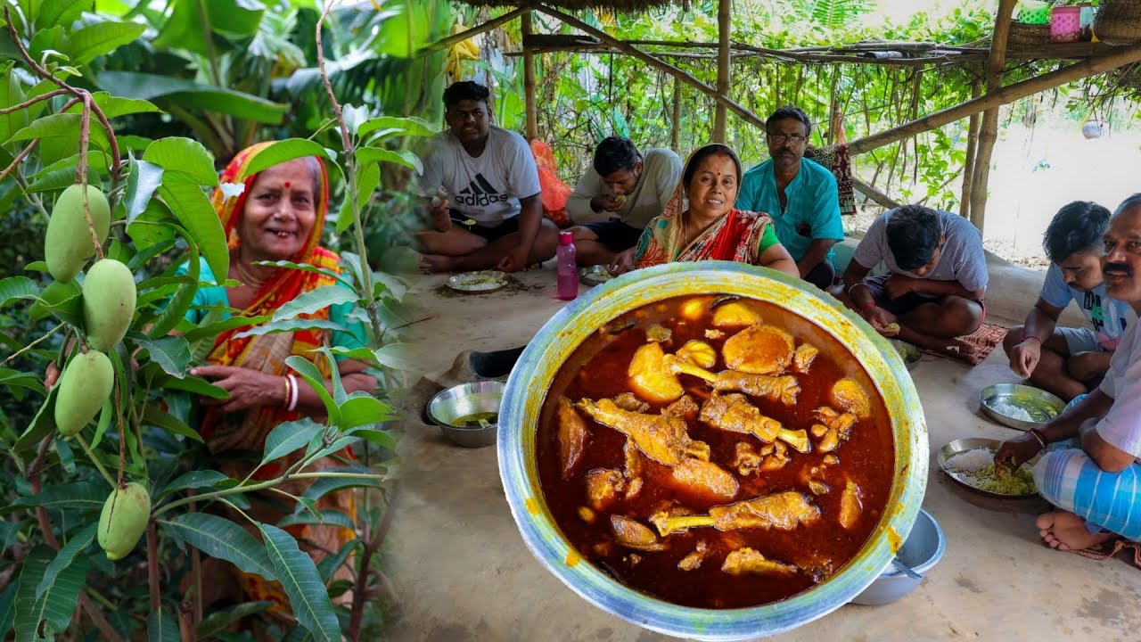গরমে কাঁচা আম দিয়ে ডাল তার সাথে দেশি মুরগির পাতলা ঝোল রান্না | Desi Chicken Recipe | Masoor Dal |