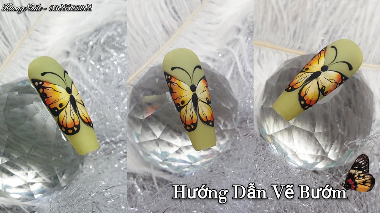 Bài 44: Hướng Dẫn Vẽ Bướm Bằng Chất Liệu Gel Painting  - Butterfly Nail Art
