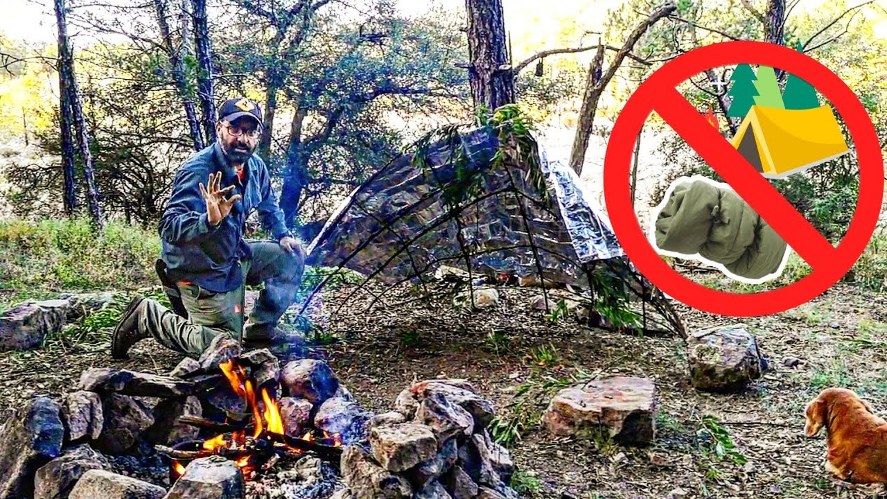 SURVIVING The Night With NO TENT & NO SLEEPING BAG - Survival 