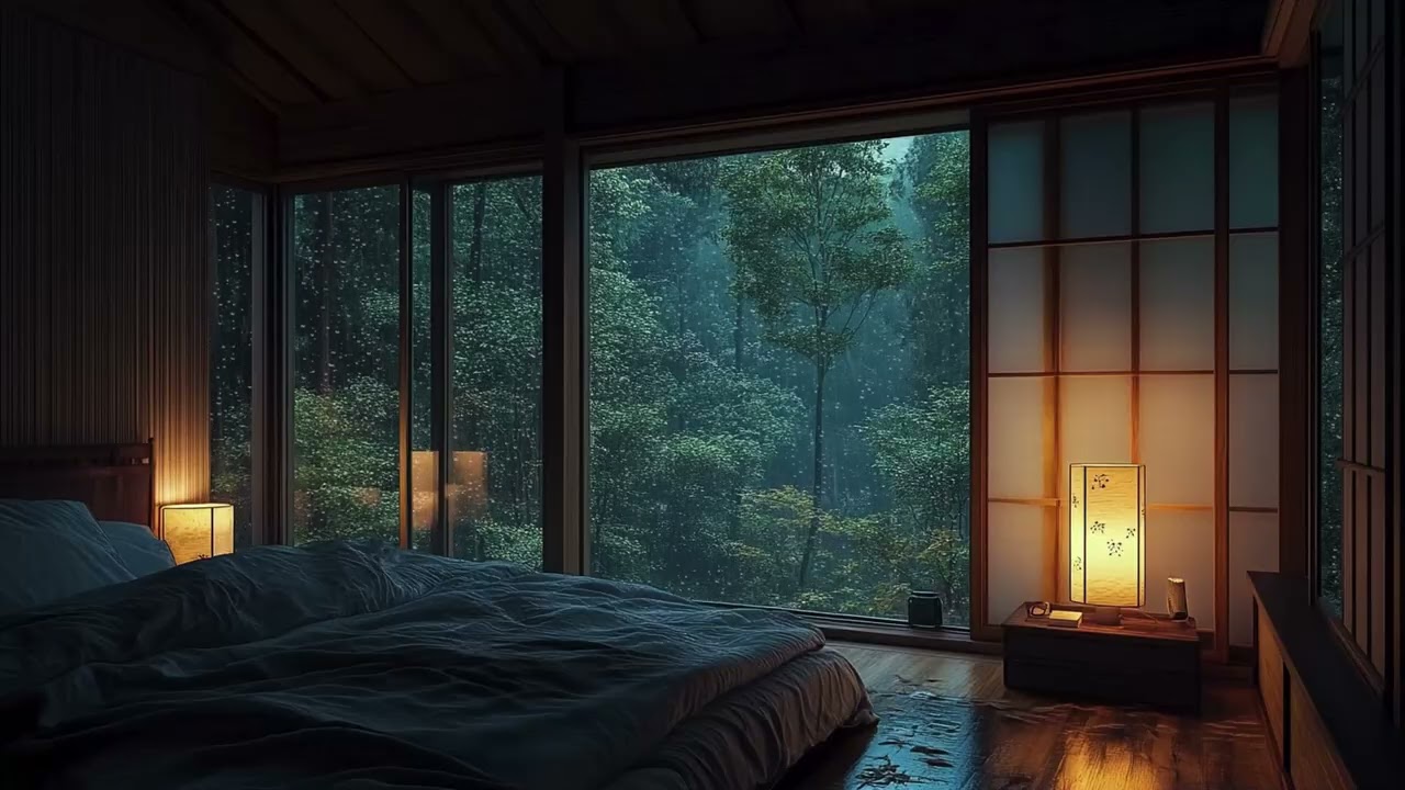 【3M】Forest Rain at Night 🌲 Strong Rain Sounds for Insomnia & Stress Relief