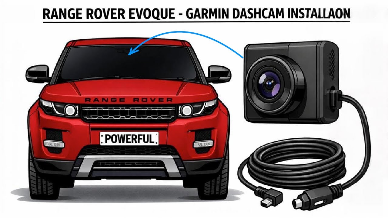 Установка видеорегистратора Garmin Mini Dashcam на Range Rover Evoque с комплектом проводов для р...