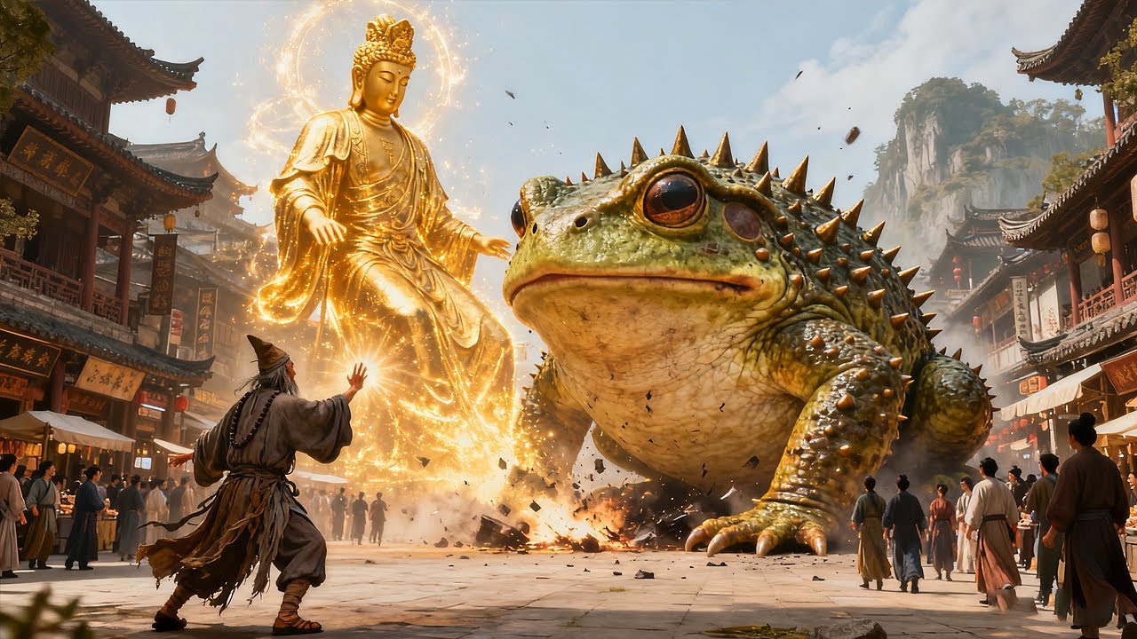 Mad monk is Dragon Arhat reborn — becomes golden dragon, wipes out top demon.
