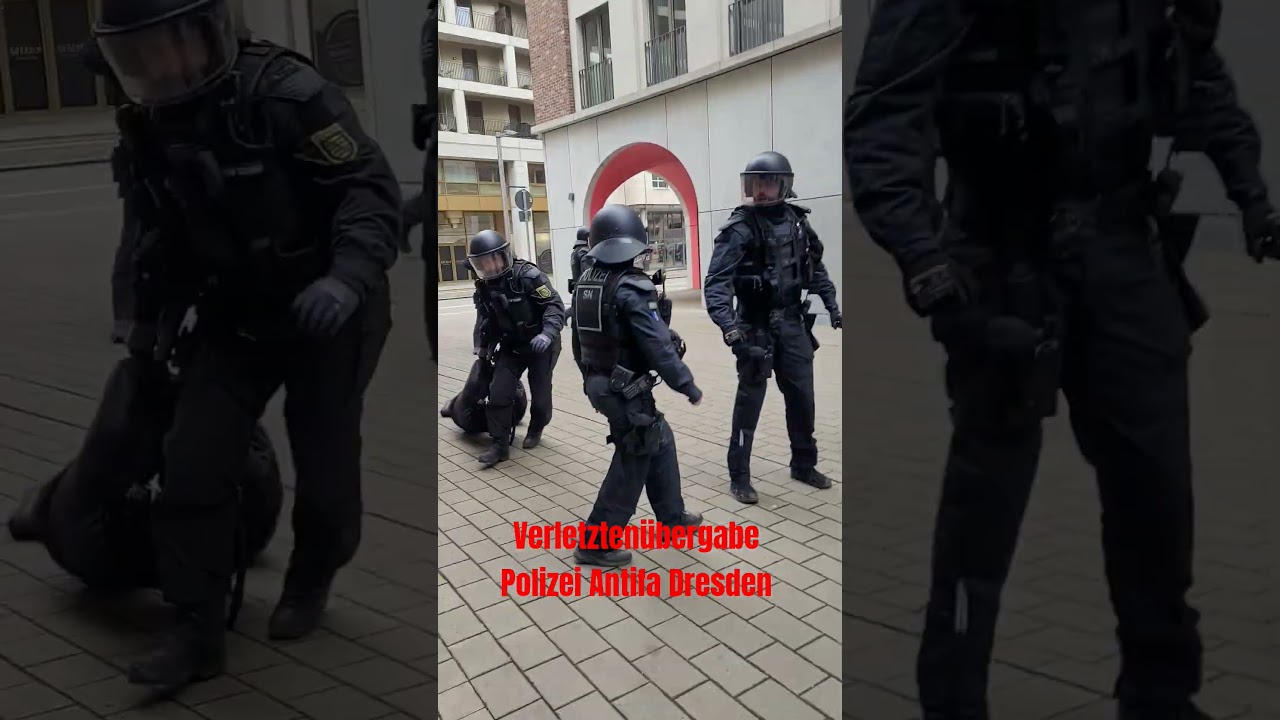 Verletzten&uuml;bergabe Polizei Antifa Dresden #politik #protest #protest #polizei