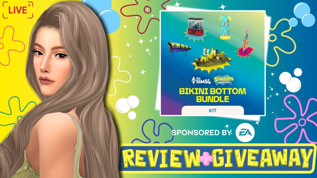 🔴 Live รีวิว+แจก SpongeBob Bikini Bottom Bundle Kit | Sims 4