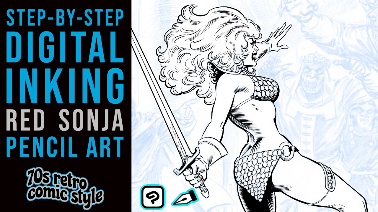 Step-By-Step Digital Inking: 70s Retro Comic Style