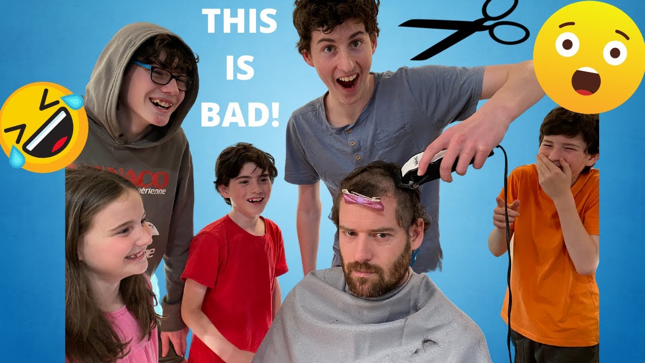 IT LOOOKS SO BAD! *REVENGE ON DAD* 6 KIDS give DAD a LOCKDOWN HAIRCUT