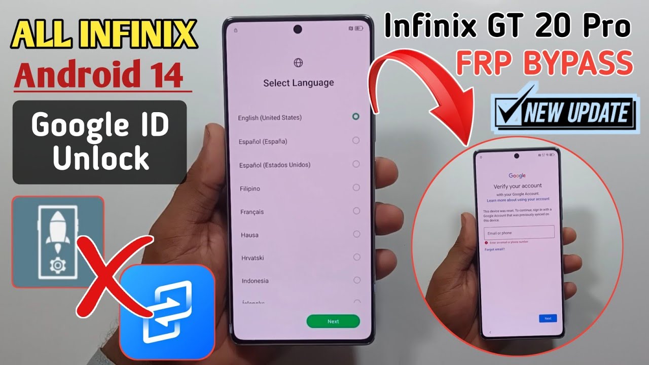Infinix GT 20 Pro (X6871) Frp Lock Remove Without Pc | All Infinix Android 13/14 FRP Bypass