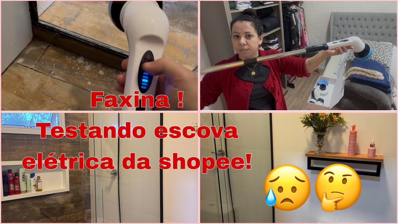 Faxina no banheiro usando a escova elétrica da Shopee! Será que vale a pena? Minha opinião 🤔