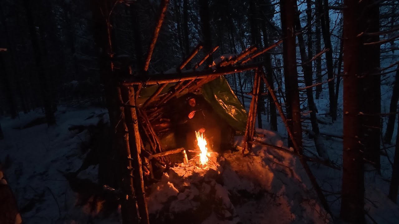 A Long Hike in the forest of Norway - repair a shelter