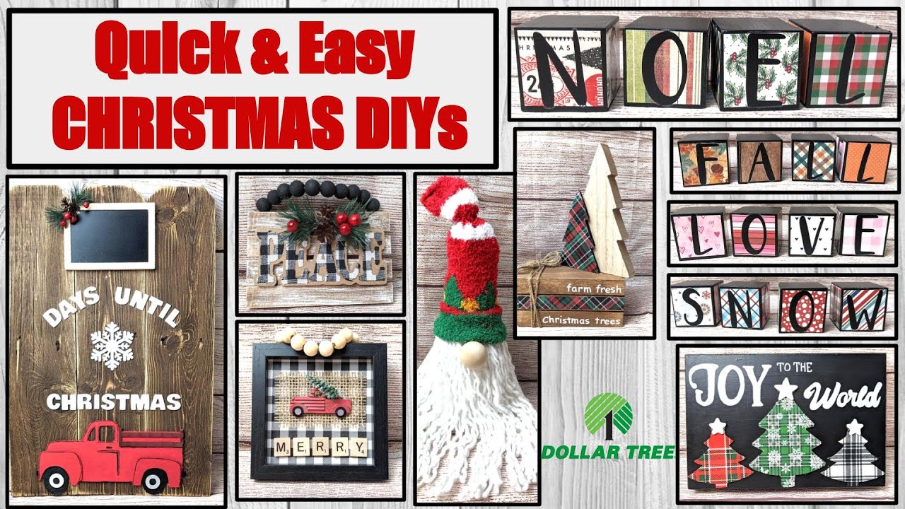 $1 HIGH END QUICK EASY DOLLAR TREE CHRISTMAS DIY | Craft Show Ideas | WOOD DECOR | RED TRUCKS GNOMES
