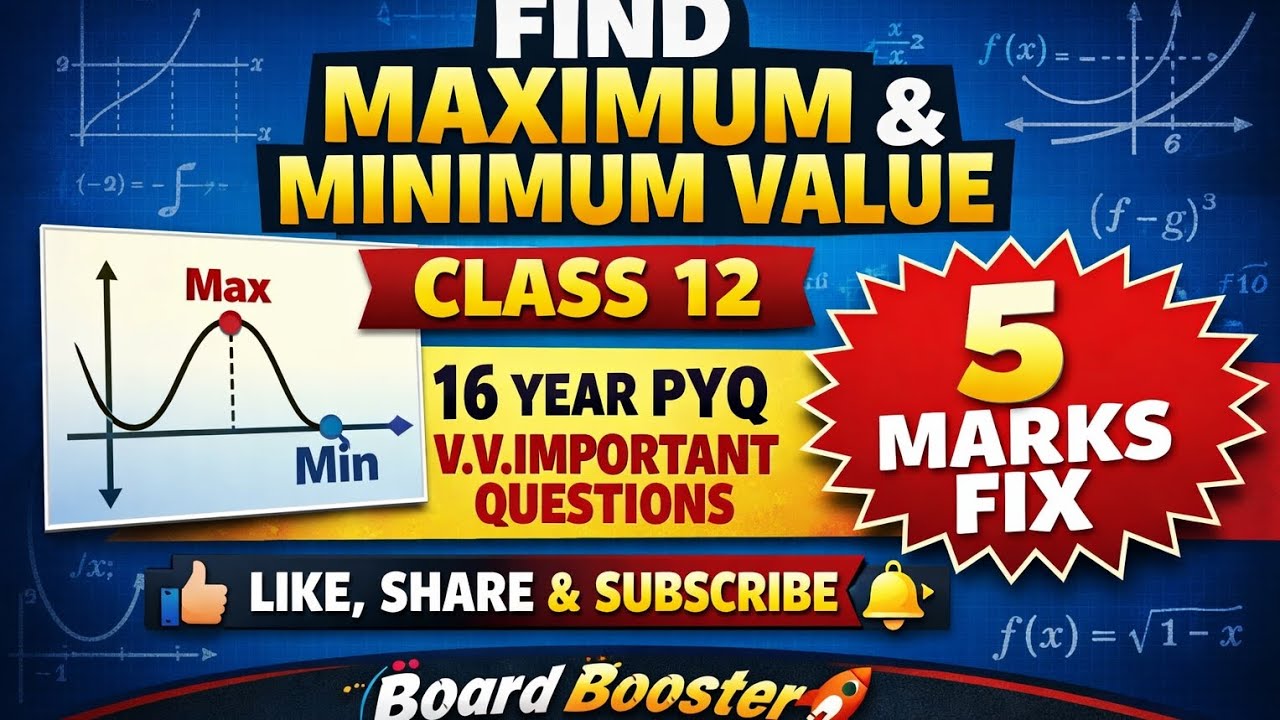 Class 12 Maths Maxima & Minima | V.V. Important PYQ | Boards 2026 | board booster |