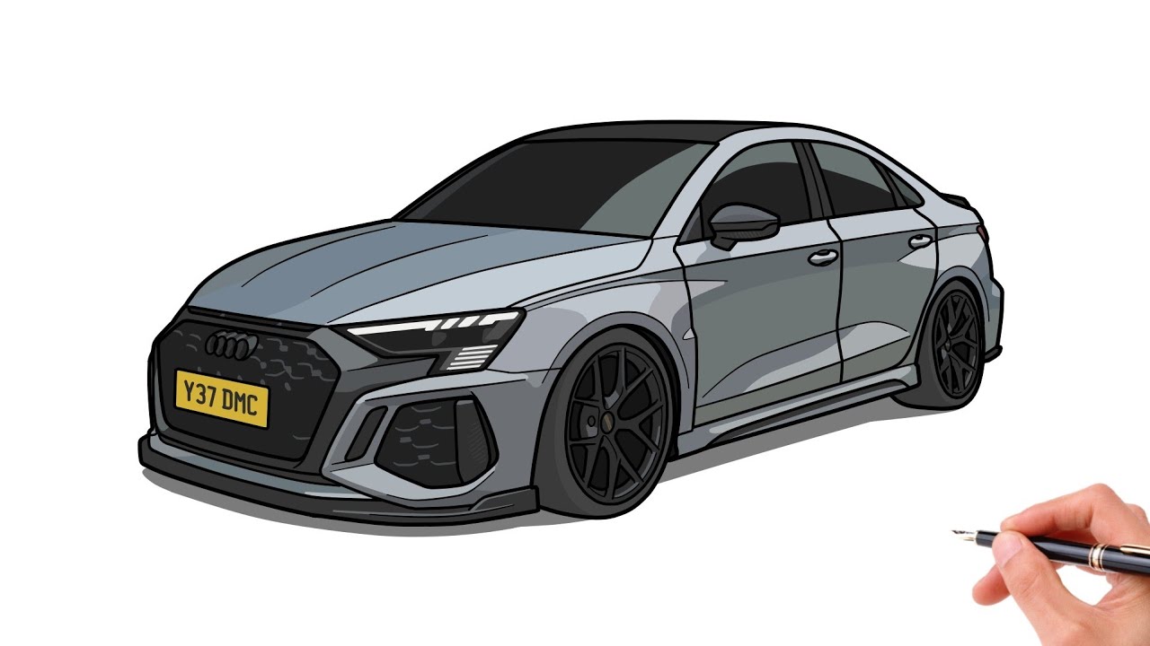 How to draw AUDI RS3 / Drawing Audi rs3 sedan 2022 car