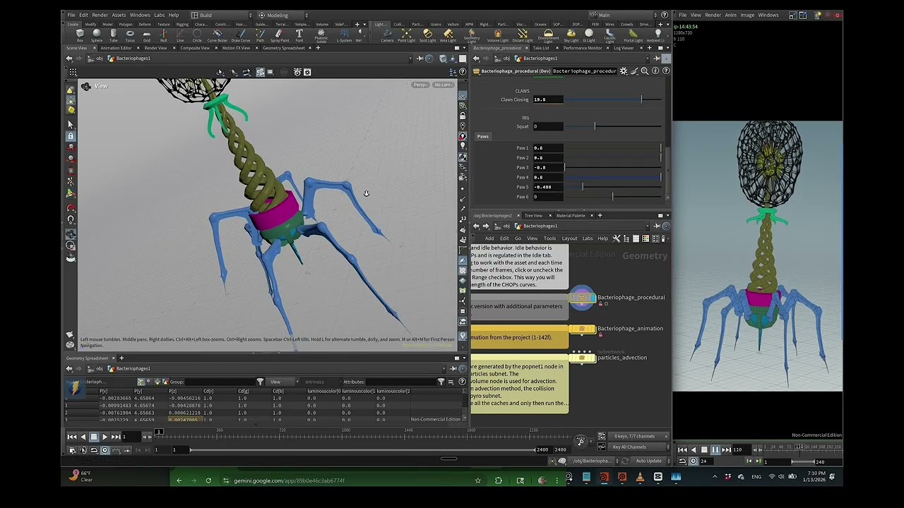 Procedural Bacteriophage Asset for Houdini
