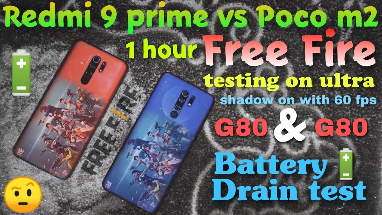 Redmi 9 prime vs Poco m2 free fire test & Battery🔋drain test | Playing 1 hour on ultra , shadow on