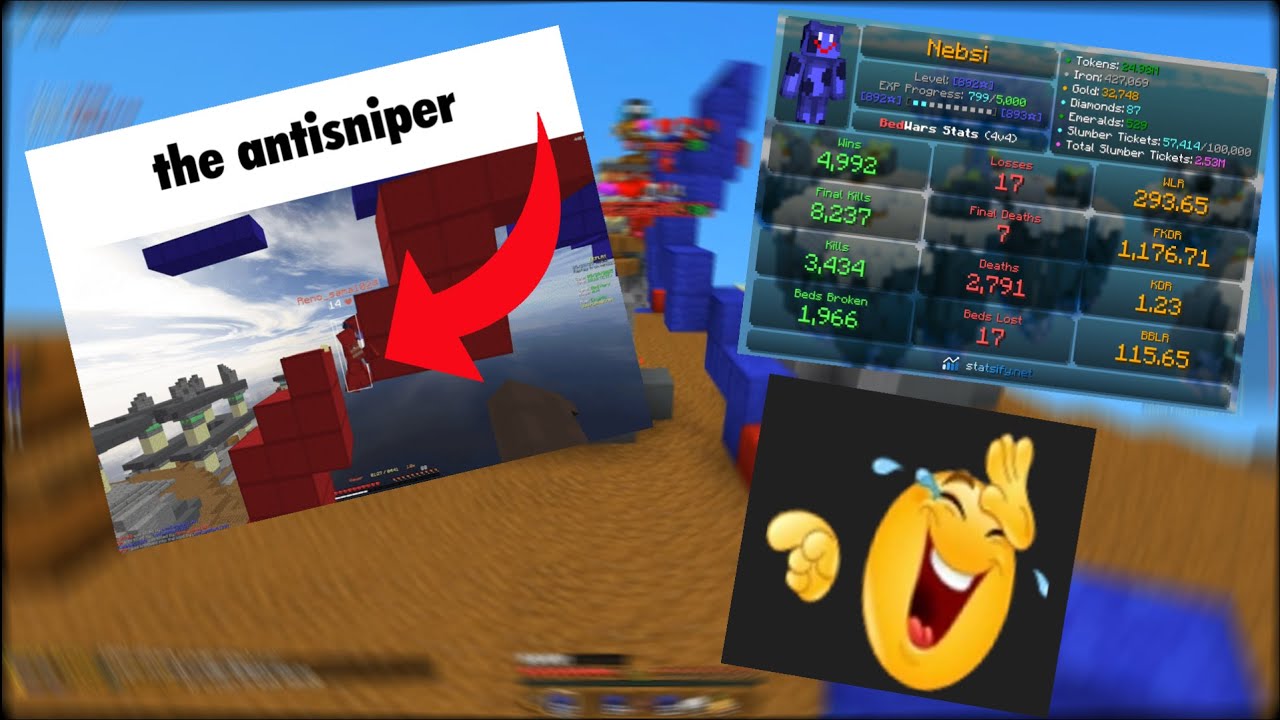 Sniping 900 Star 1200 FKDR in bedwars (2 antisnipers)