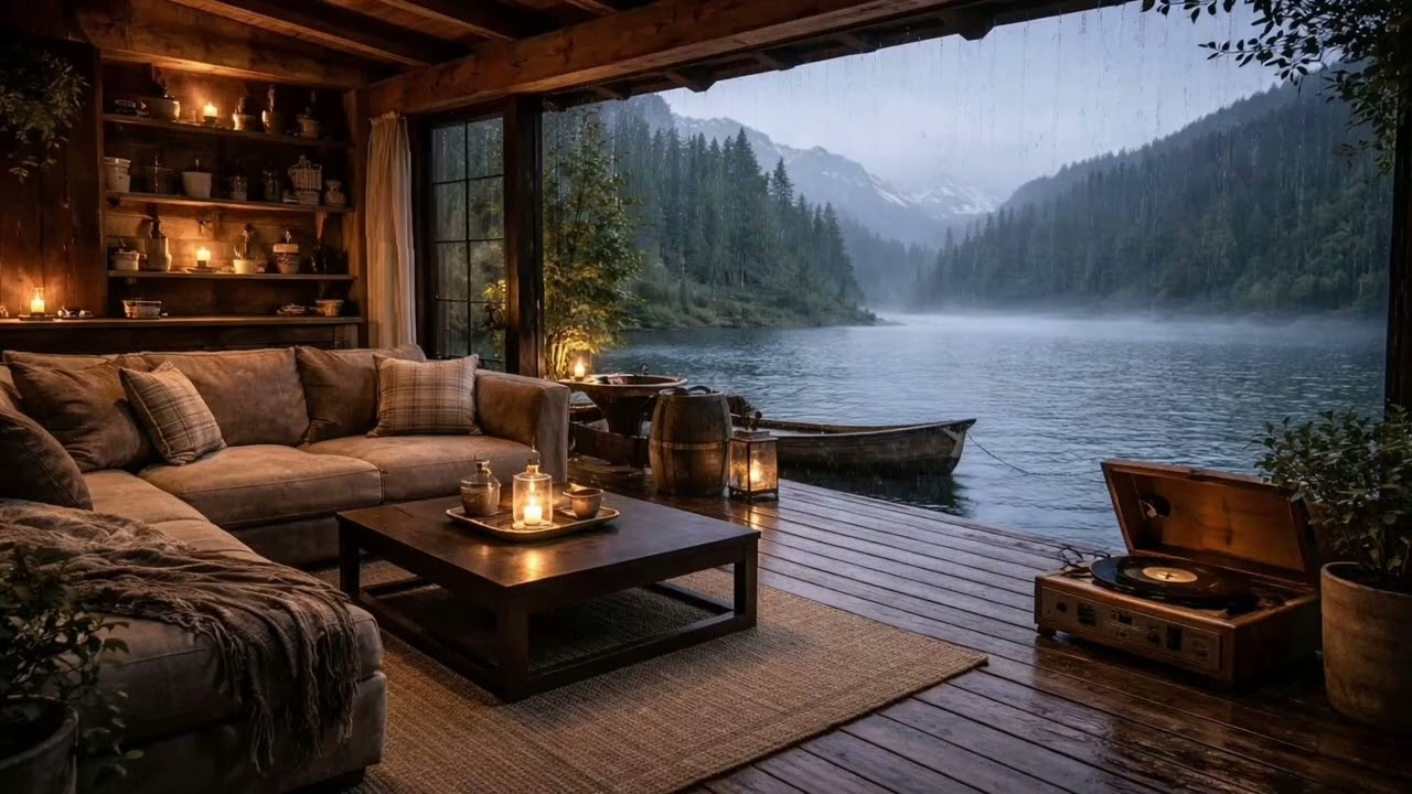 Lake Cabin Rain Sounds 🌧️ Cozy Wooden Room Ambience for Deep Sleep & Study | 3 Hours