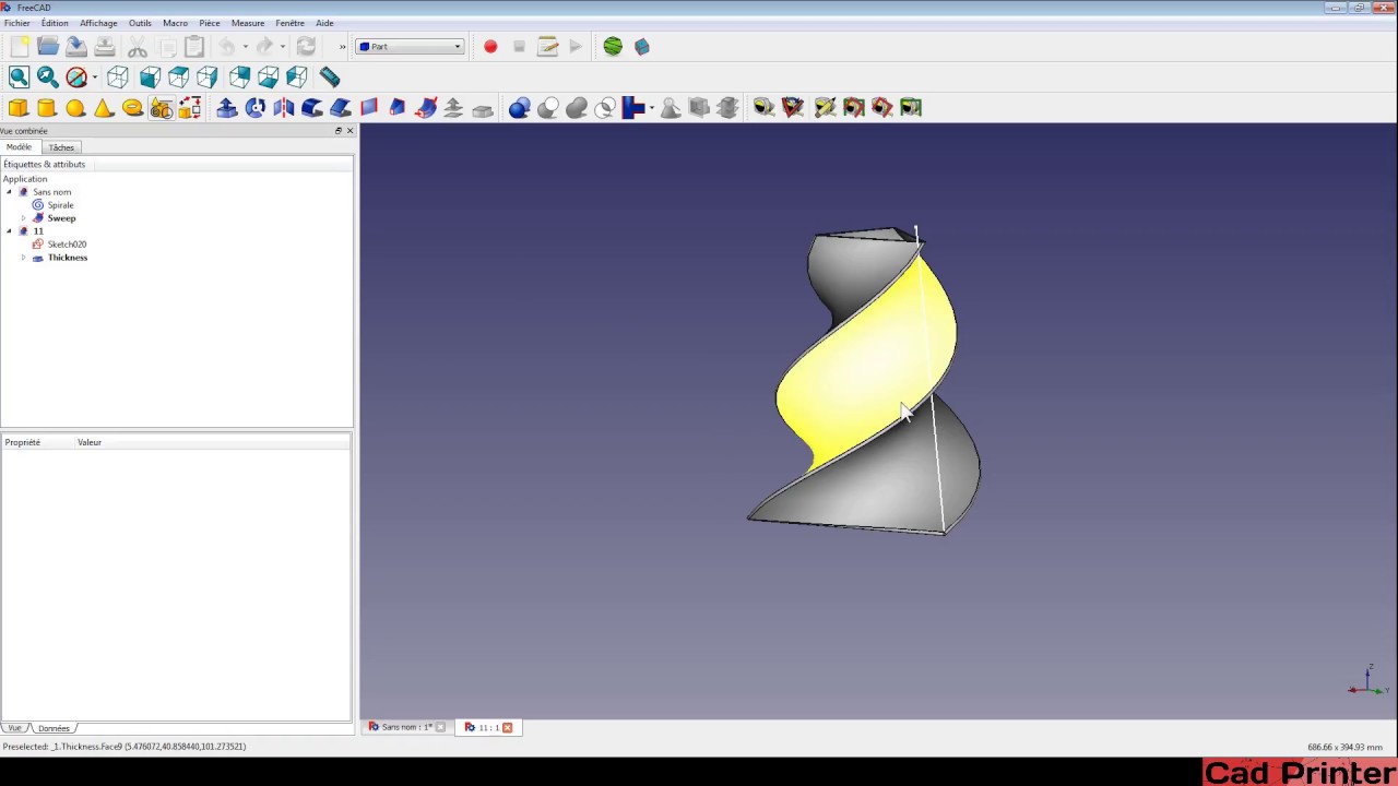 Freecad Tutoriel 11-Bien débuter: Créer une forme avec une série de profils