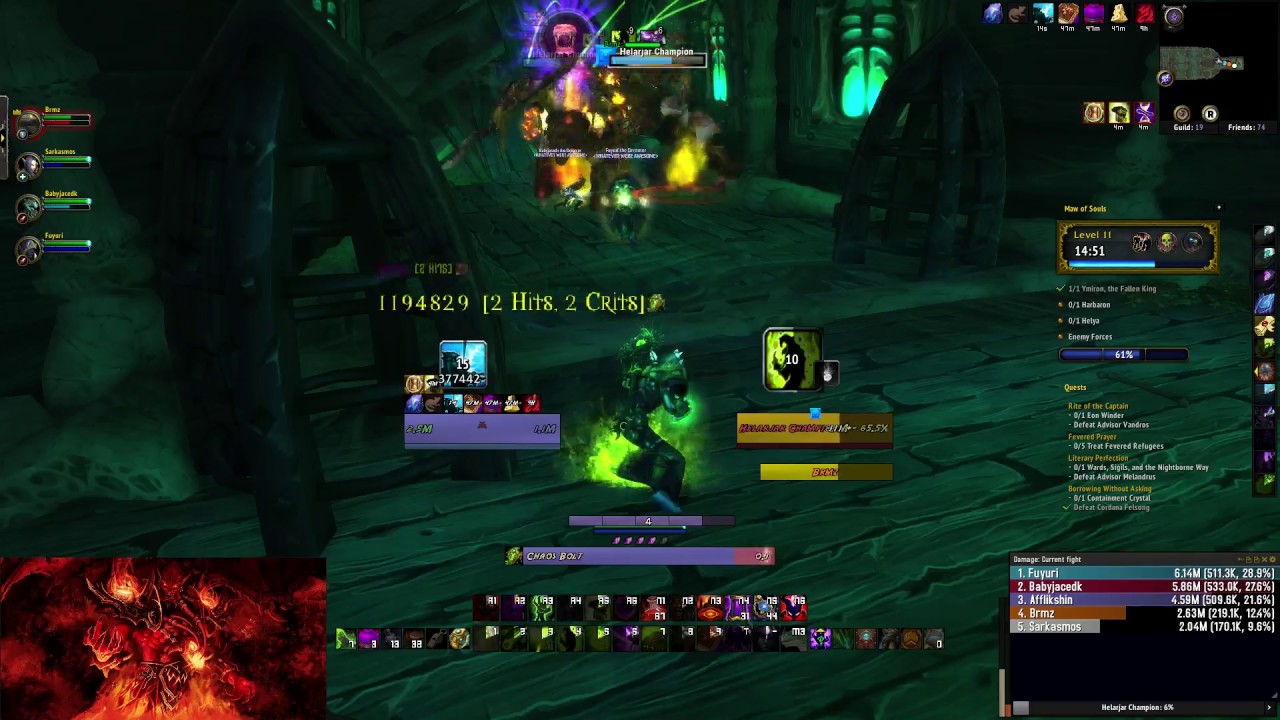 Mythic +11 Maw of Souls, Destruction Warlock PoV