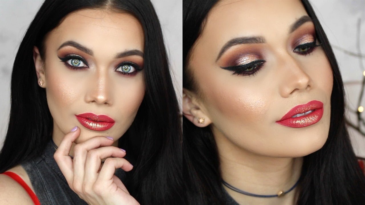 Red Glitter & Gold Lips | Dramatic Concert/Festival Makeup Tutorial