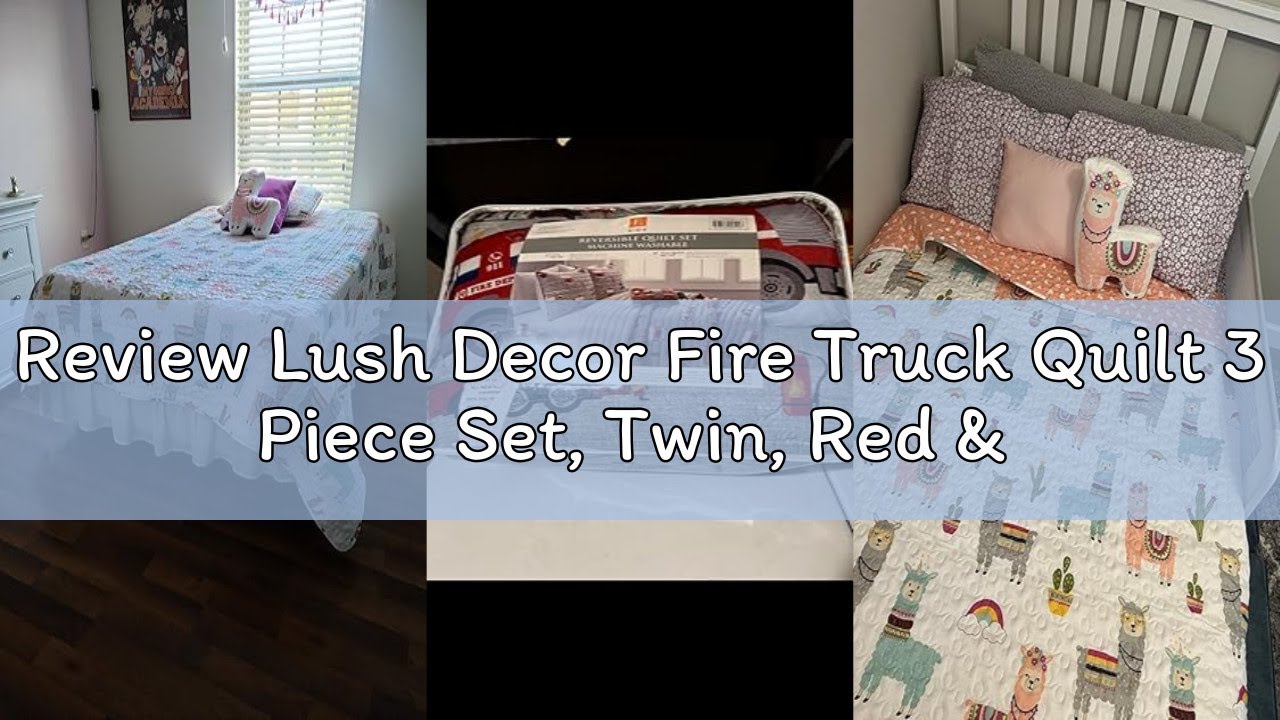 Review Lush Decor Fire Truck Quilt 3 Piece Set, Twin, Red & White - Reversible Stripe Print Toddler
