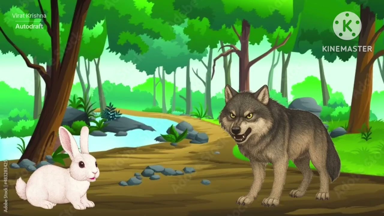 A small story name is The clever little rabbit and the foolish wolf 💐💐🌹🌹❤️❤️