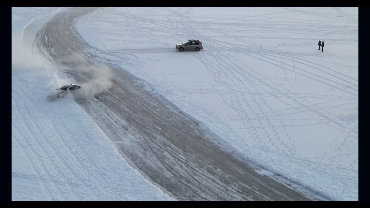 Isbanekjøring Husnes 2021. Ice road racing Husnes, Norway. Mavic air drone. 4K
