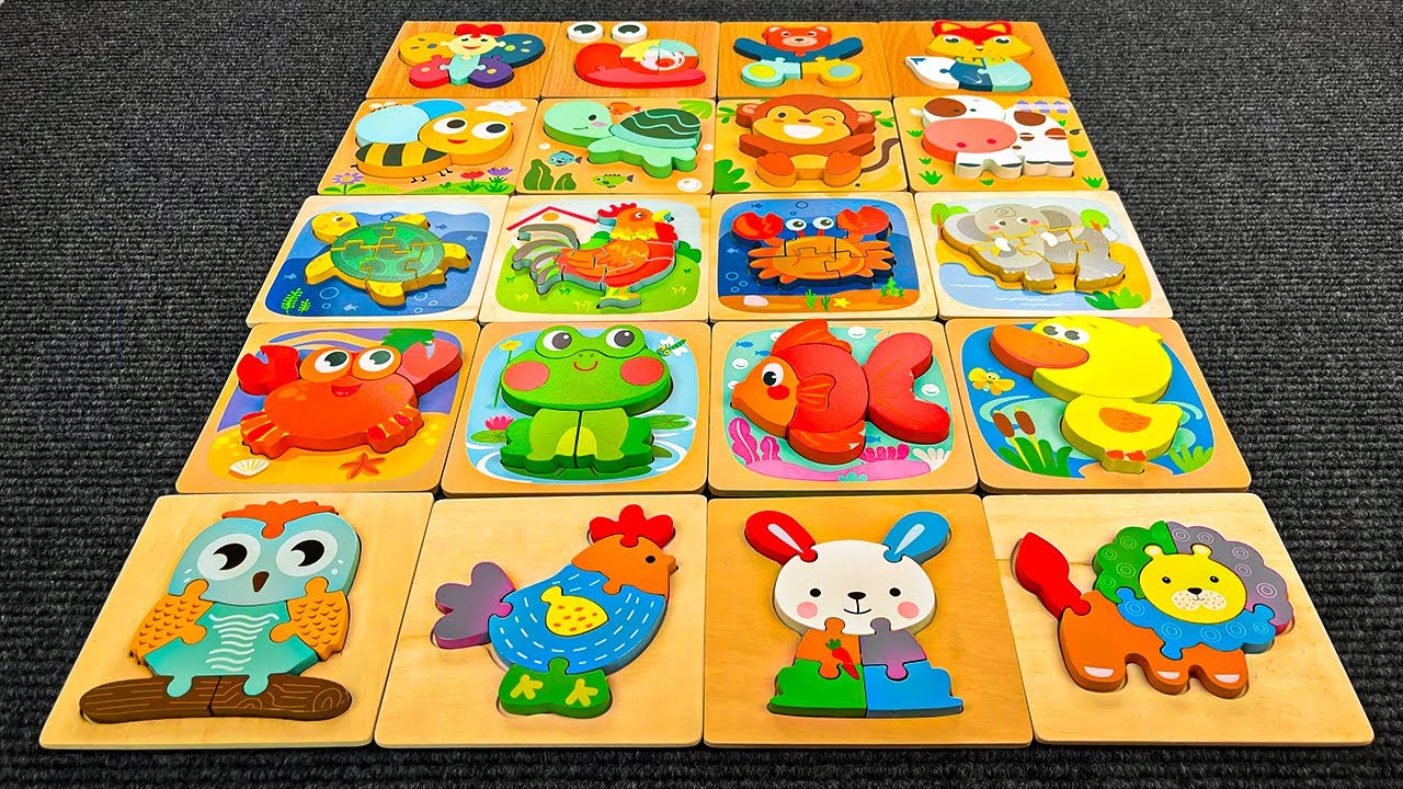 Learn Animal Names & Shapes with Matching Activity Puzzle | Preschool Toddler Toy Learning Video