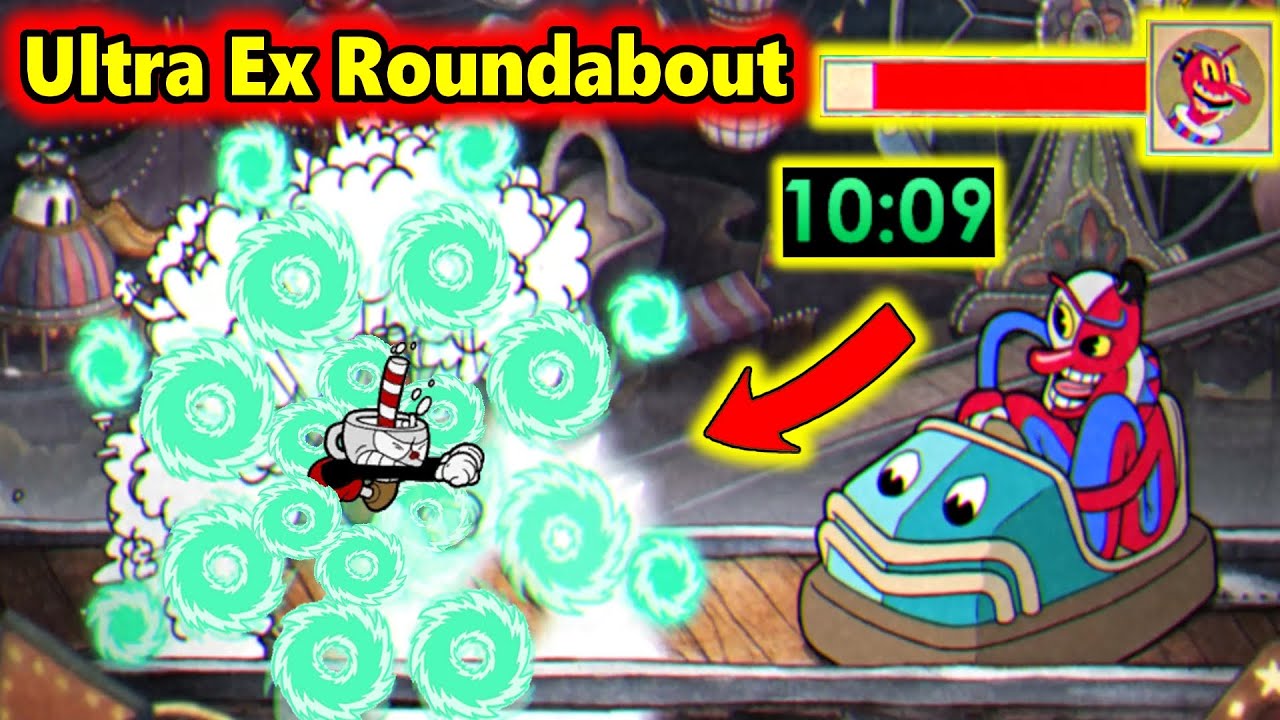 Cuphead + DLC — скоростное прохождение всех боссов с использованием Ultra Ex Roundabout (полоски ...