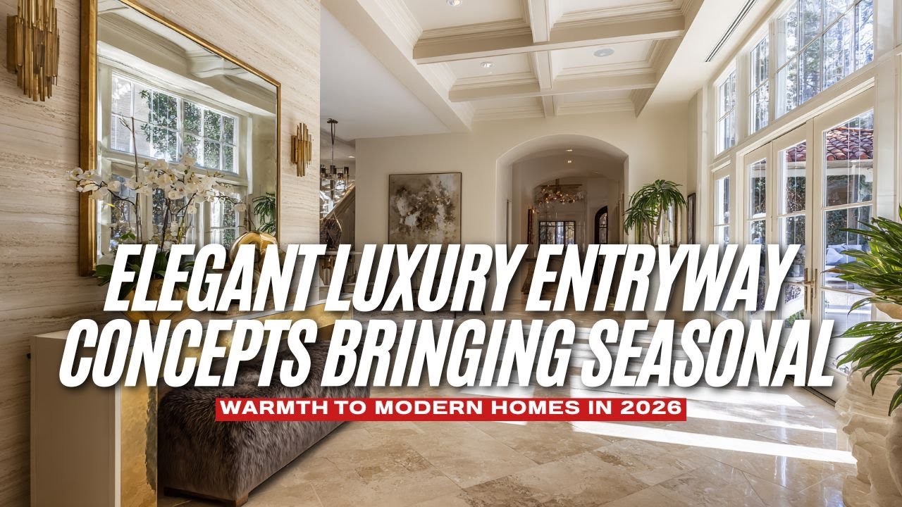 Элегантные концепции роскошных входных зон, которые привнесут сезонное тепло в современные дома в...