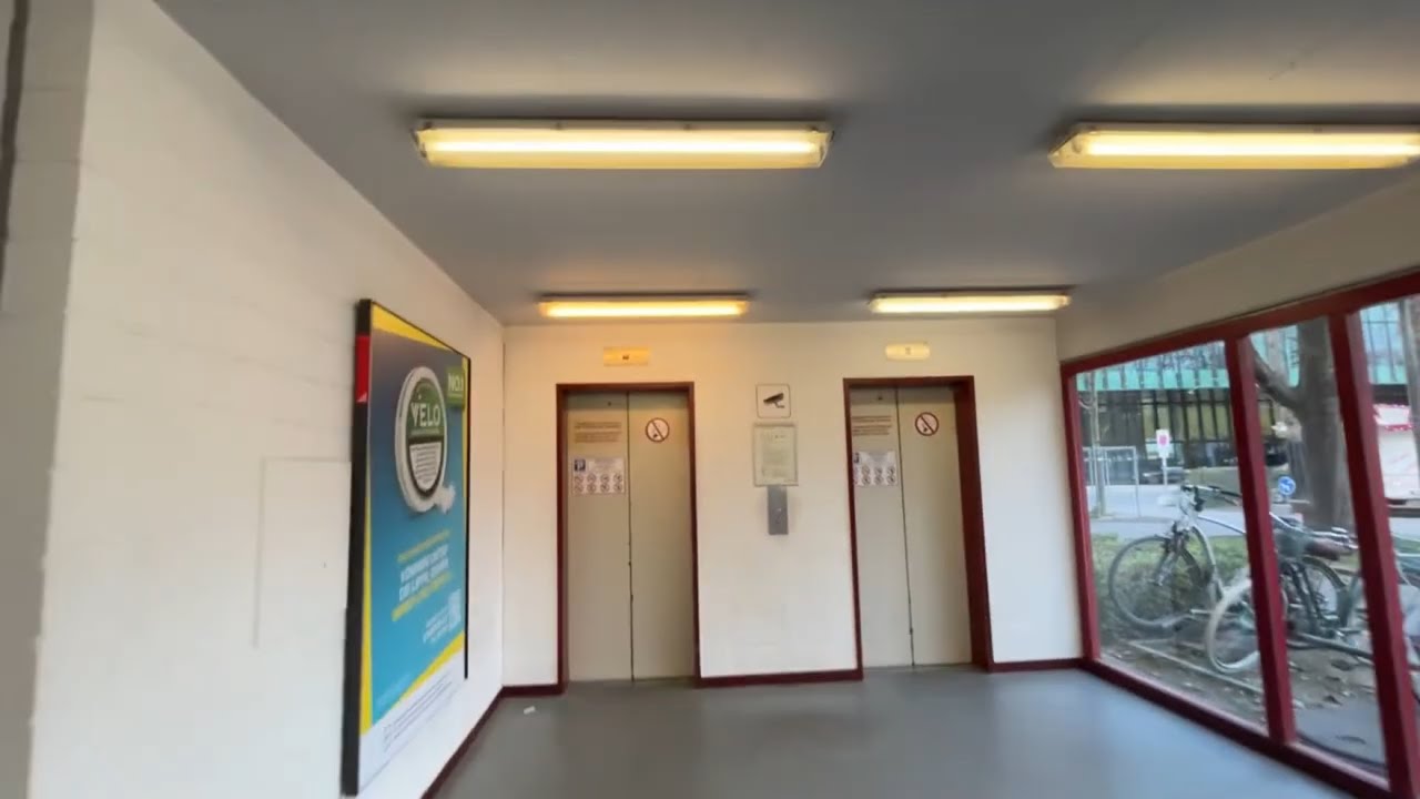 2x 1973 Schlieren (mod. 2017 Schindler) traction elevators @ Parkhaus Messe, Basel, Switzerland