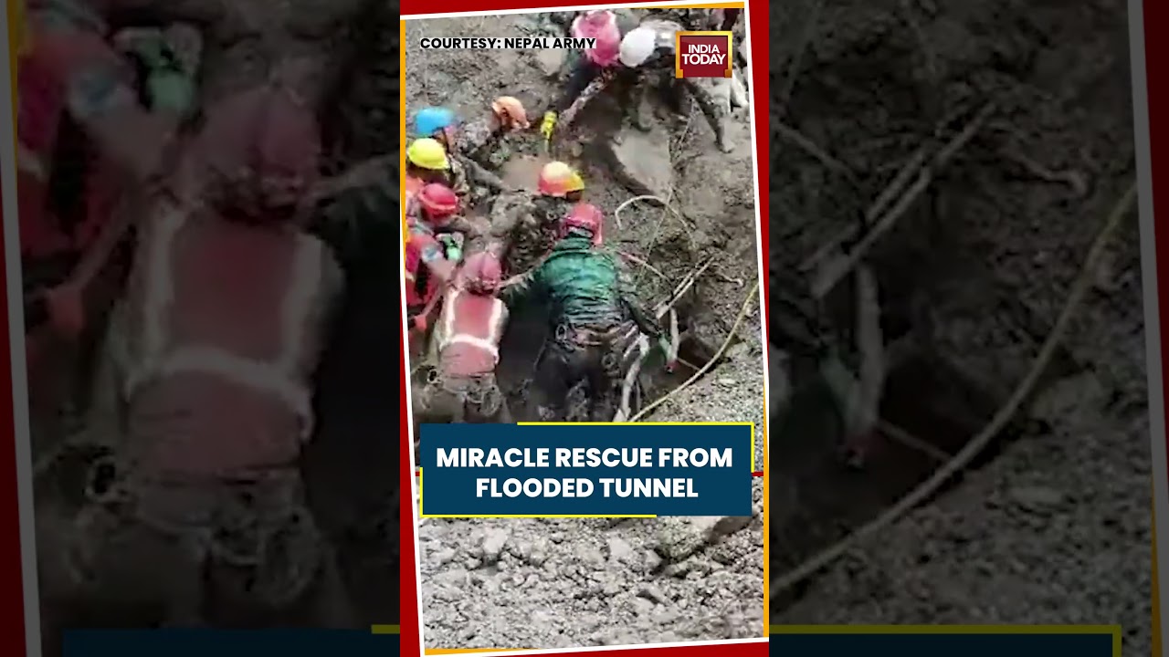 Nepal Flood Rescue: Two Workers Rescued Alive From Trishuli 3A Tunnel After 10 Days #shorts #nepal