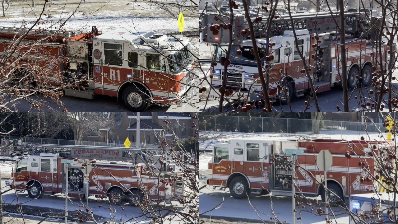 *NEW LADDER 3* Cedar Rapids Fire Department R1, T1, B2, E1, A37, R1(R), B1 & L3 Responding 1/28/2026
