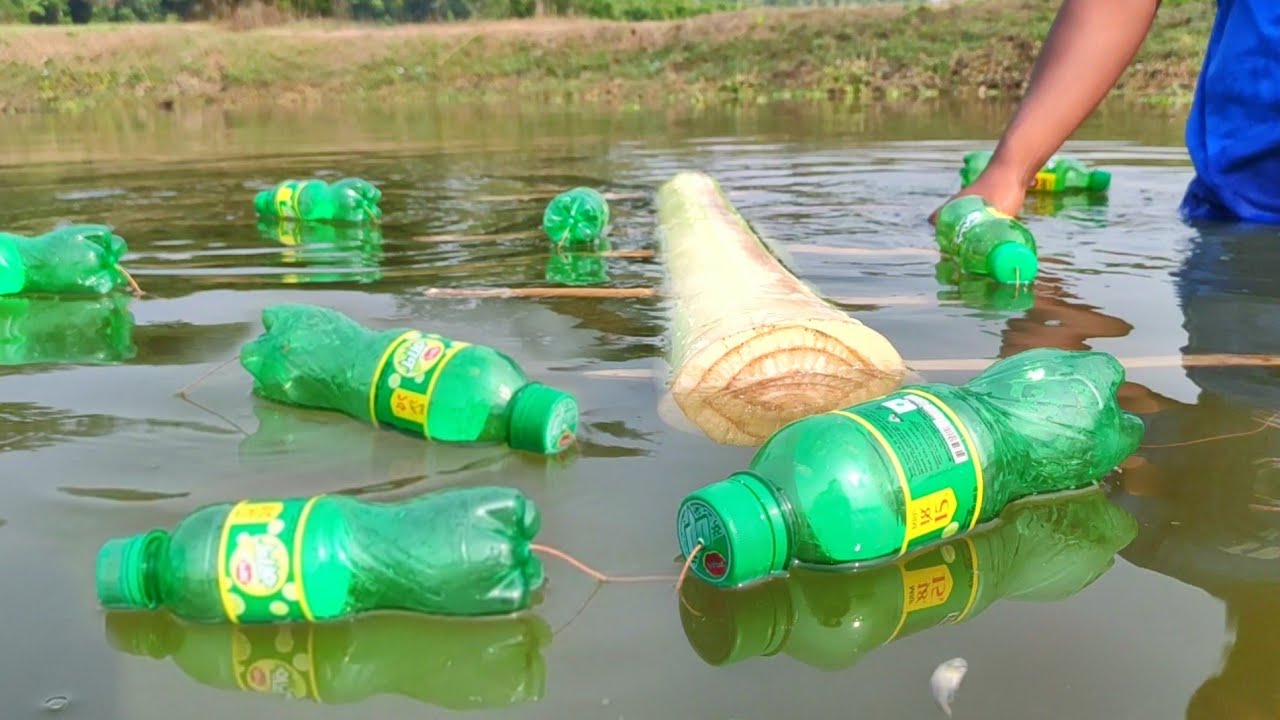 Best Fishing Video | Hook Fishing | Traditional Simple Fish Trap With Plastic Bottle & Banana tree