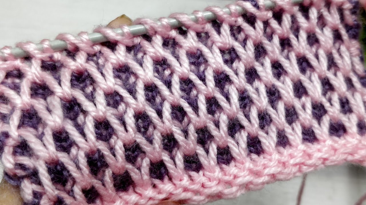 दो रंग की हनिकांब बुनाई, 2 Colour Honeycomb/ Brioche Knitting Pattern Very Easy