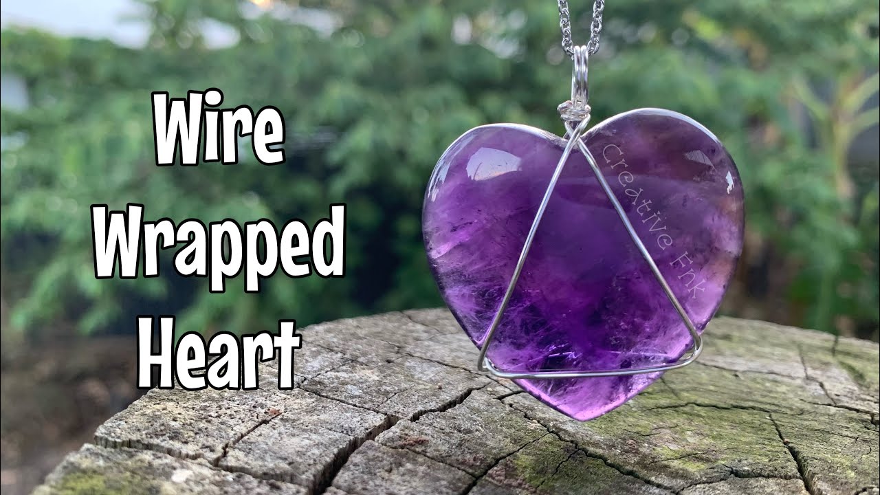 How to wire wrap a heart shaped crystal - minimalist triangle design 💜
