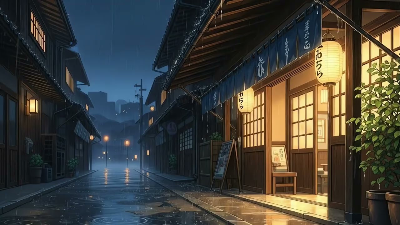 Cozy Japanese Town in Rainstorm | 🎧 Relaxing Sounds for Sleep, Studying or Relaxing