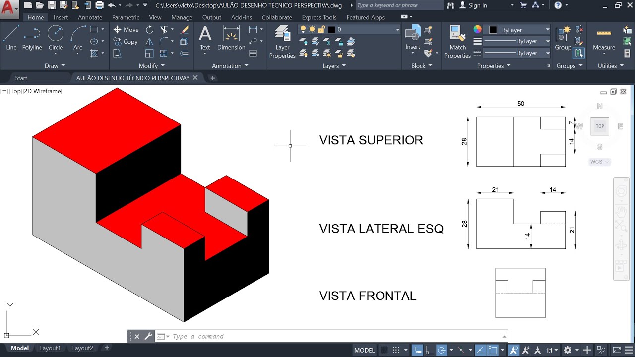 Desenho Técnico no AutoCAD (Tipos de Vistas)