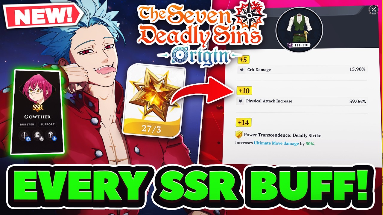 ALL SSR TRANSCENDANCE BUFFS! THEY BROKE GOWTHER? | 7DS: Origin