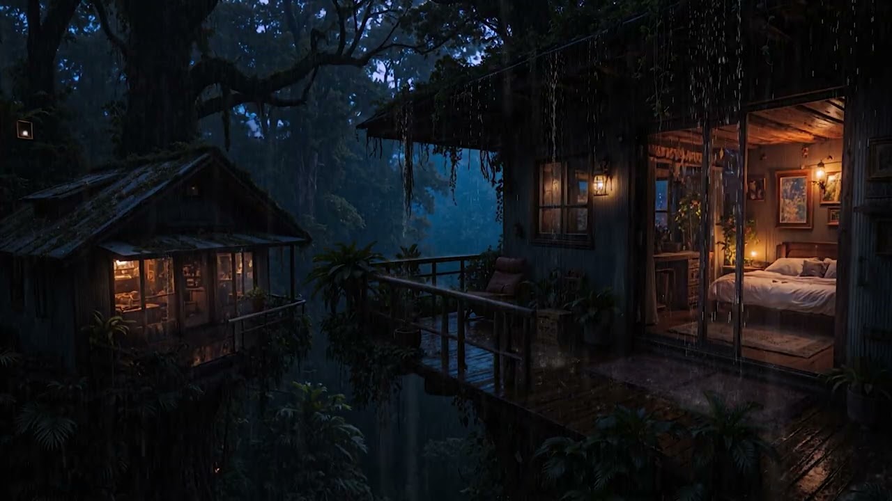 Gentle Rain Falling Softly on a Cozy Cabin in the Woods 🌲 | Peaceful Rain Sounds for Deep Sleep