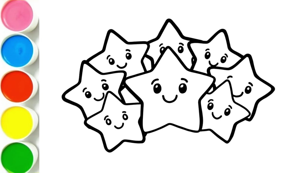 Learn Shapes & Colors for Toddlers | Beautiful Mini Stars Drawing and Coloring