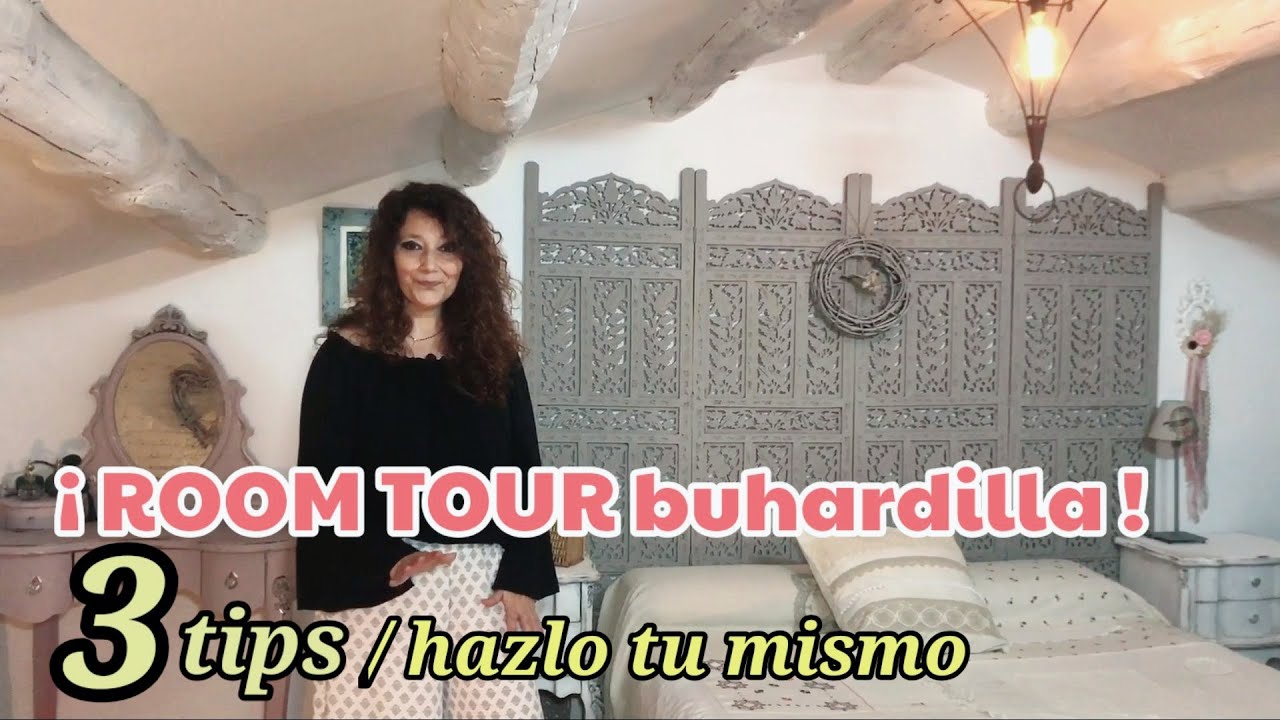 como decorar tu habitaci&oacute;n😋 ROOM TOUR especial buhardilla! +3 TIPS hazlo tu mismo.🤩❤