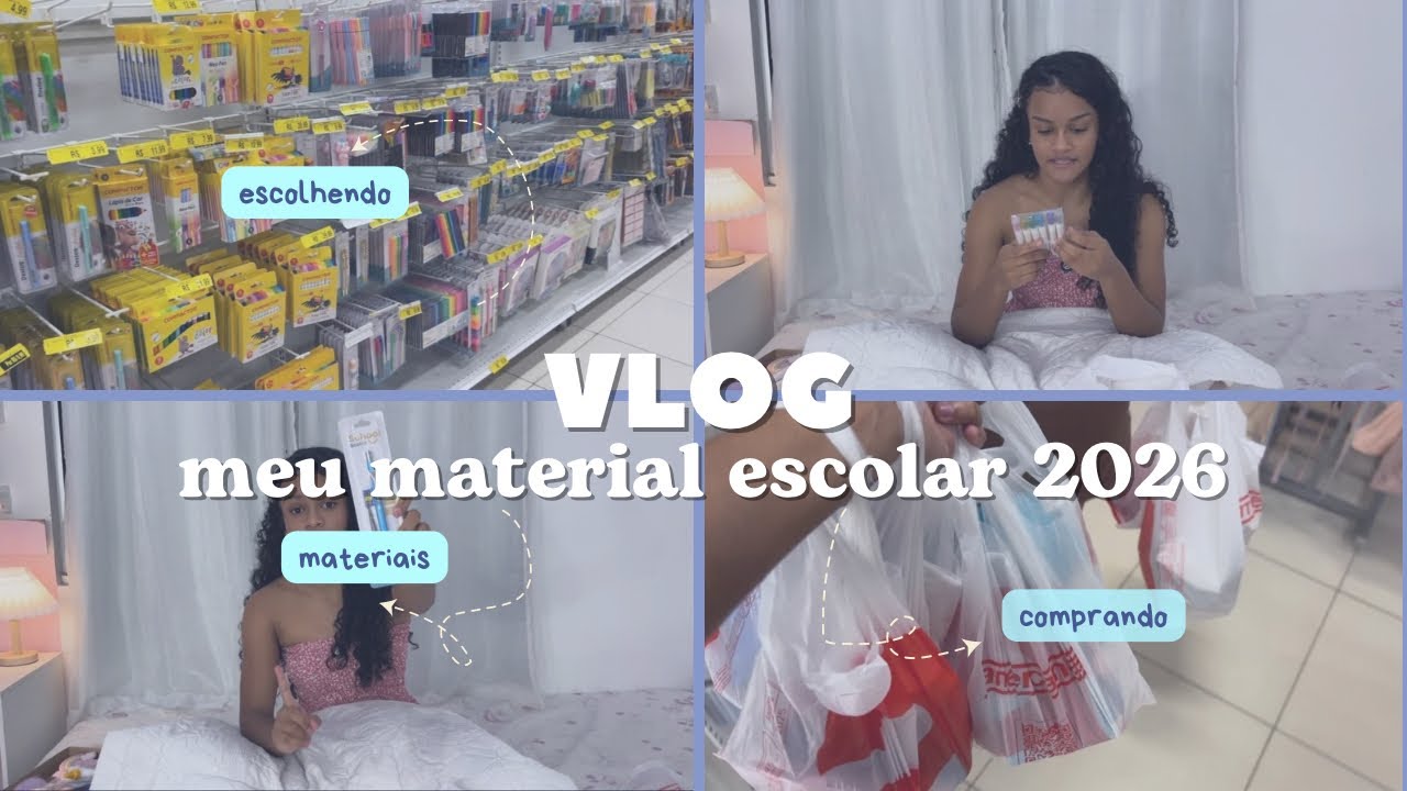 VLOG- comprando e mostrando meu material escolar 2026 💗📚|#euheloy#materialescolar#blog .