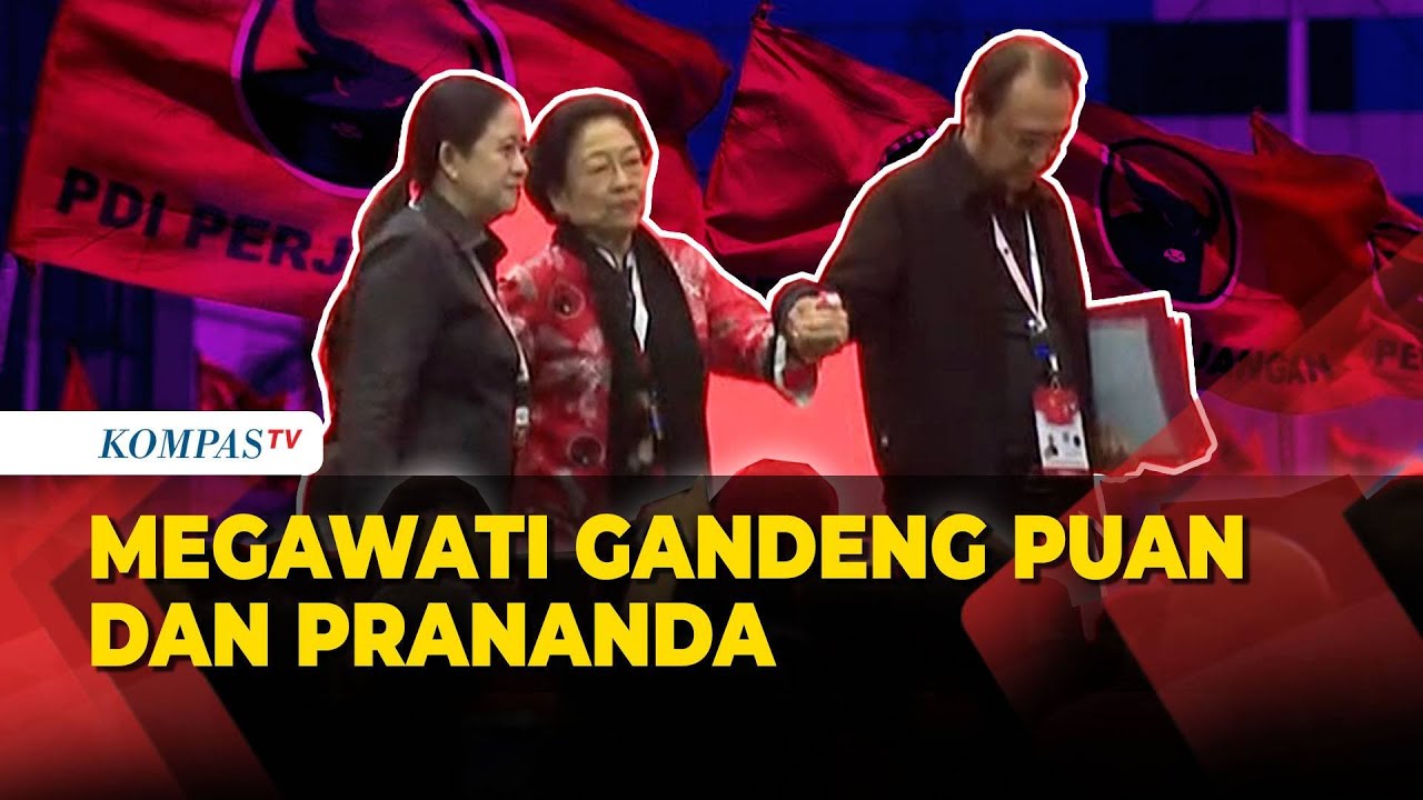 Berjalan Ceria, Megawati Gandeng Puan dan Prananda usai Kongres PDIP