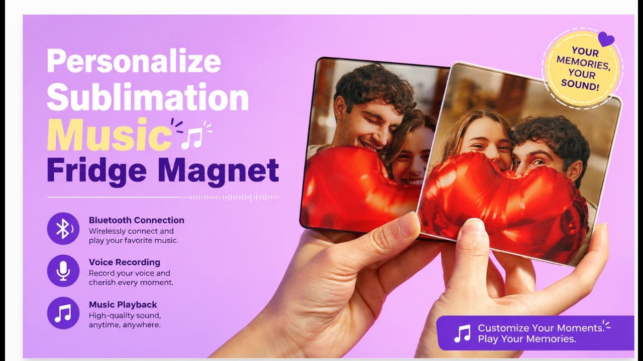 🎵 Personalize Sublimation Music Fridge Magnet - How to Use & How to Print?