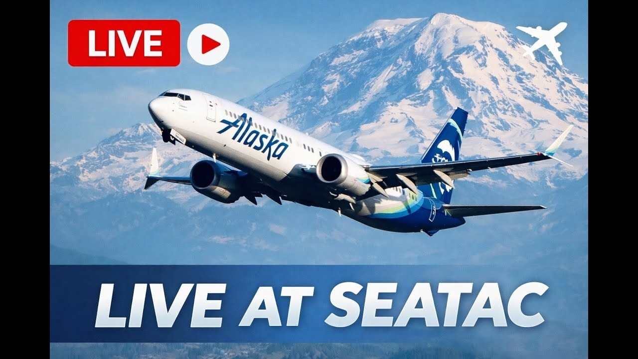 🔴 LIVE Seattle SeaTac | Heavy SNOW | 4K PTZ Camera Tours | Mount Rainier | Rainier Aviation