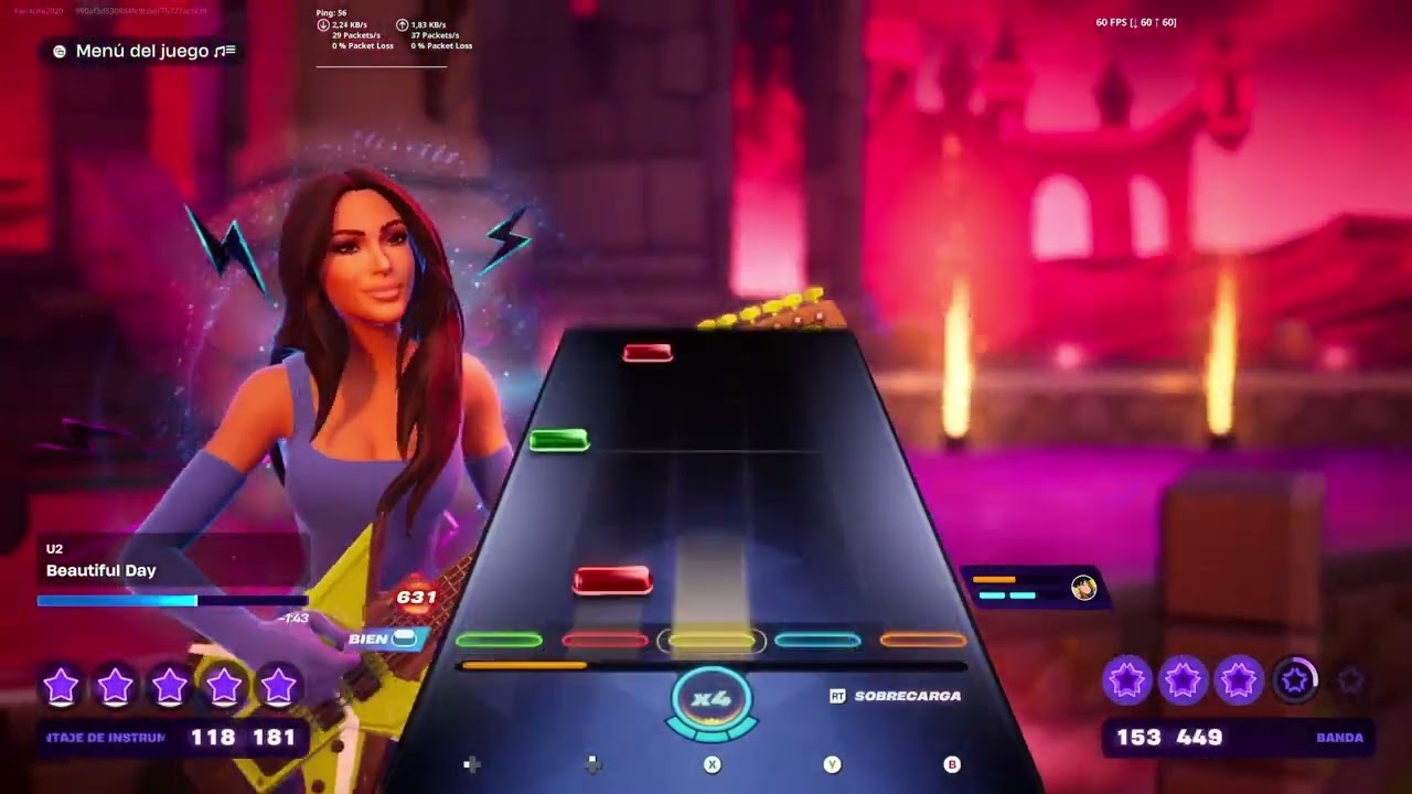 U2 - Beautiful Day (Guitar 100% Fortnite Festival)