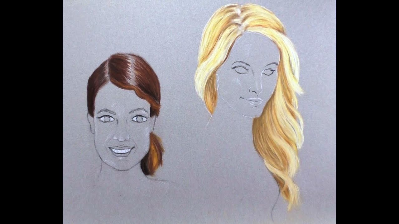Haare zeichnen mit Pastellkreide [Teil 2] Schöne lange blonde Haare / Pastellmalerei