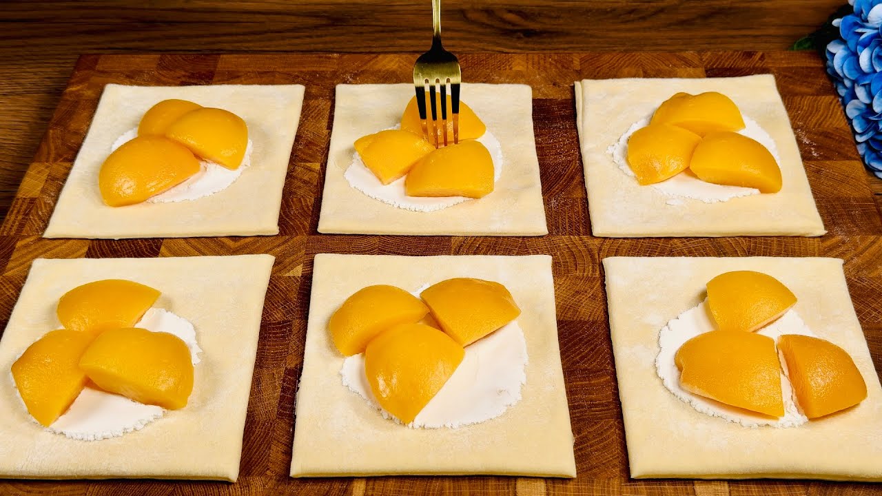 The Best Peach Dessert ☆ Quick Puff Pastry Recipe! Forget All Recipes!