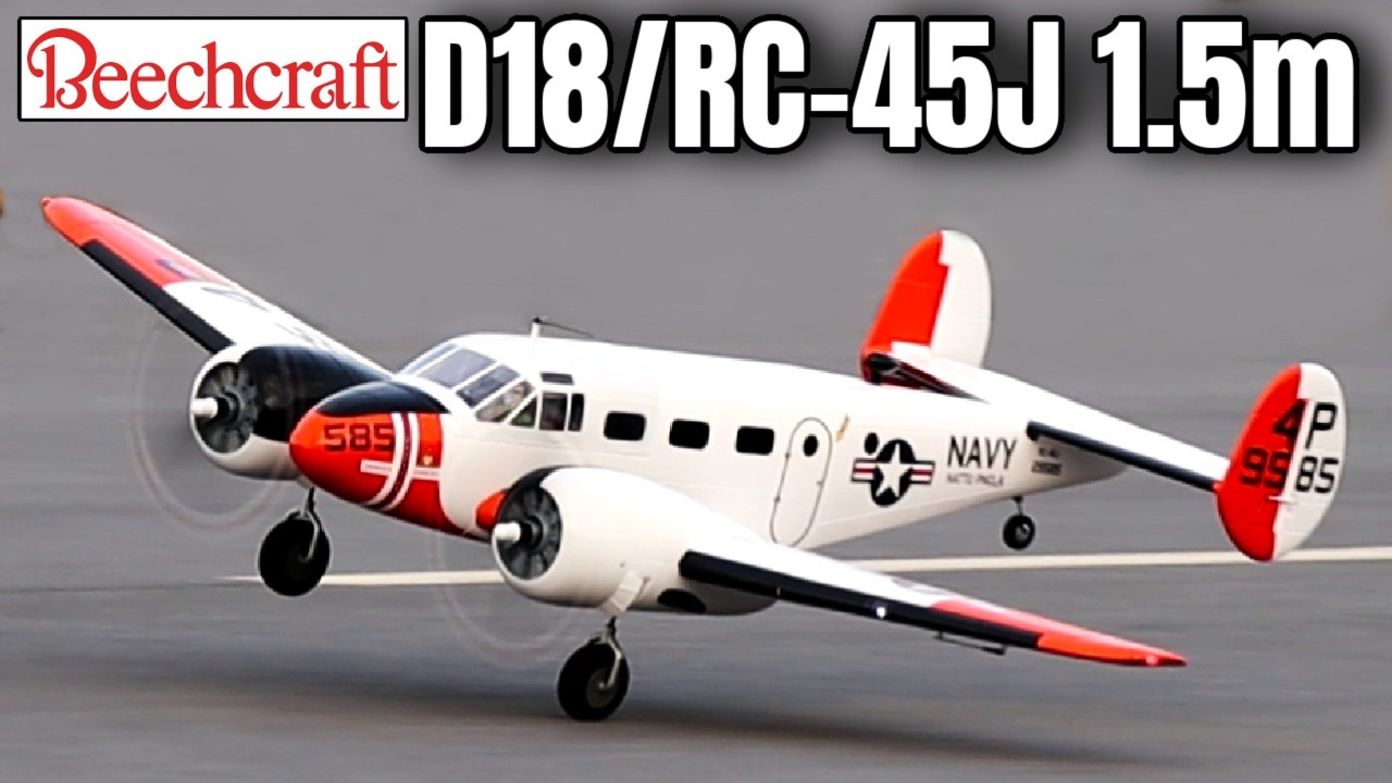 E-flite Beechcraft D18/RC-45J 1.5m BNF Basic with AS3X+ & Safe Select - Model AV8R Review